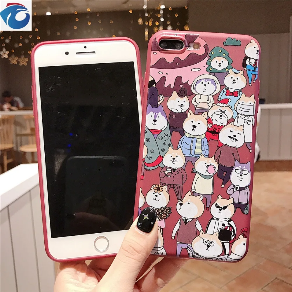 HUANQING Cute puppy shell For iPhone 6 6S 7 7Plus 8 8Plus XR XS Max Project Soft airbag bracket Protection Phone case |