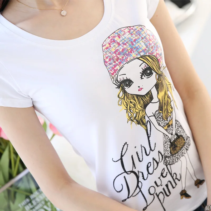 Женская футболка со стразами Camisetas Mujer белая с принтом на лето 2019 | одежда