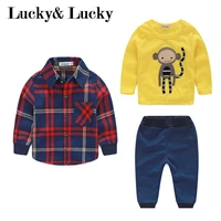 baby boy clothes monkey cotton t shirt plaid outwearcasual pants newborn boy clothes baby clothing set