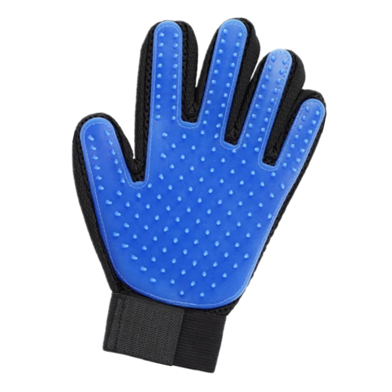Pet Hair Brush Glove Cat Dog Massage Grooming Brush Comb Pet Bath Cleaning Brush Glove For Dog Cat Pet Supplies - Цвет: Blue-Left Hand