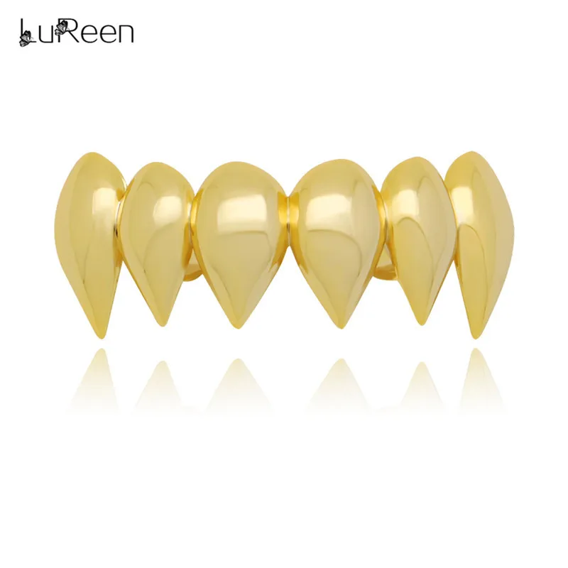 LuReen новые золотые зубы Grillz Топ Верхние грили стоматологические Хэллоуин вампира зубы шапки Косплей зуб гриль ювелирные изделия Вечерние - Окраска металла: gold