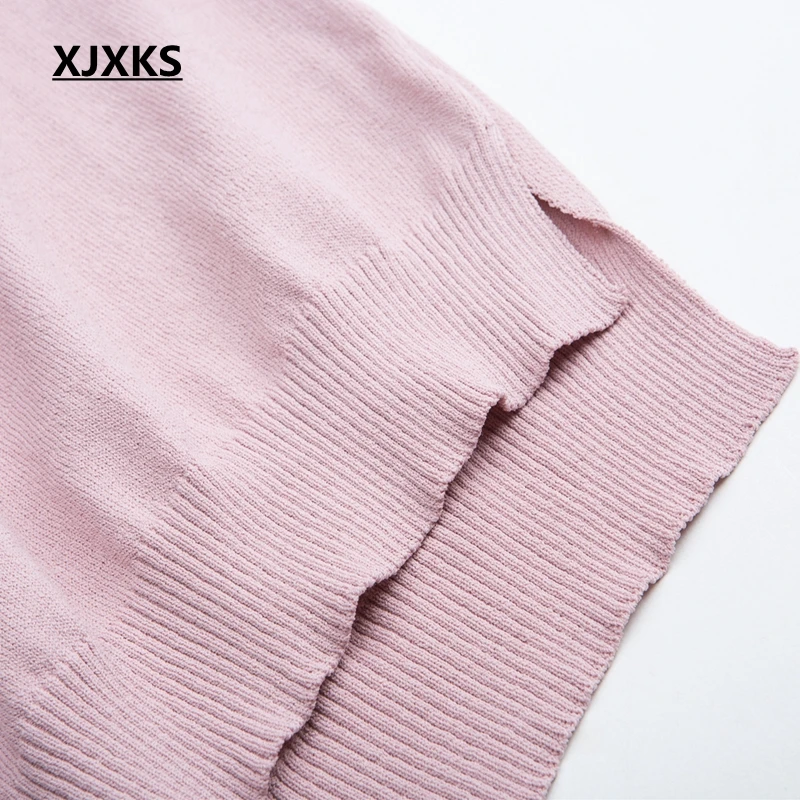 XJXKS Women Sweater Linen Knitwear Hot Sale Summer New Arrival Short Tops Thin Pullover Clothes Knitted Jumper | Женская одежда