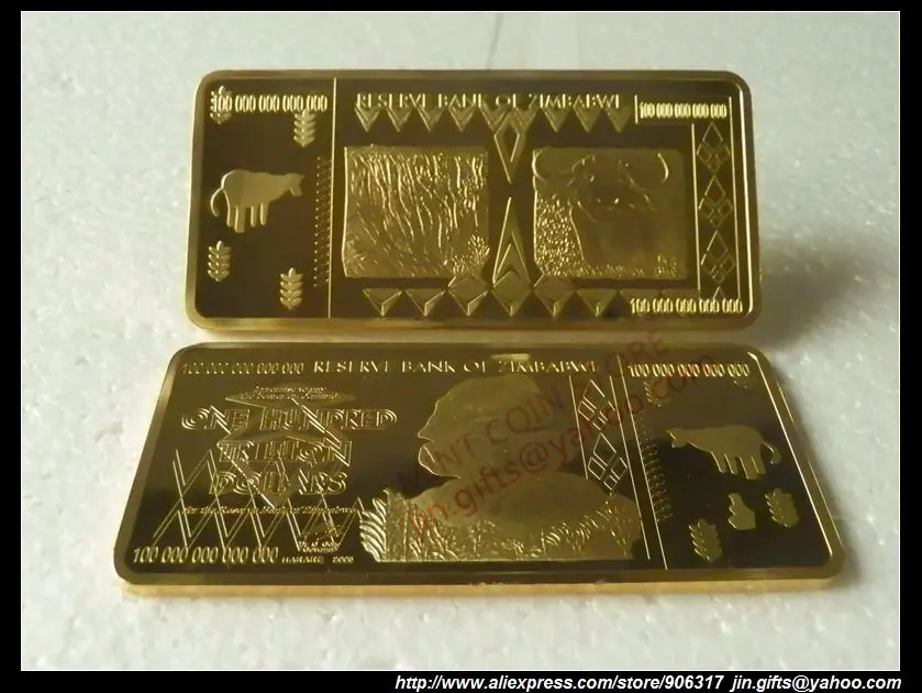 deficiency Gold one Самые крупные в мире банкноты, сувенирные заметки из Zimbabwe Виа, 100 трлн 1 шт./лот - Цвет: deficiency Gold one