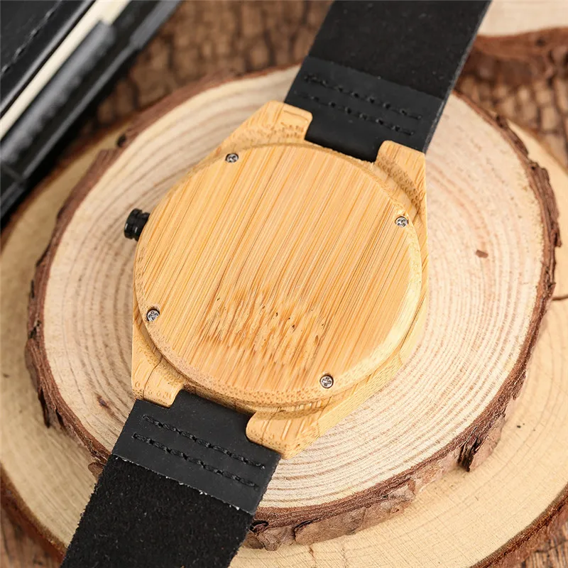 Мужские часы из бамбука и натурального дерева ручной работы с гравировкой цифры