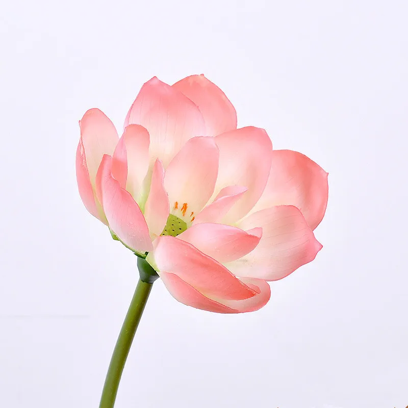 deep pink Искусственный цветок в виде листа лотоса, сделанный вручную, на одной ветке, цветок лотоса, растение, украшение для дома, гостиной, сада - Цвет: deep pink