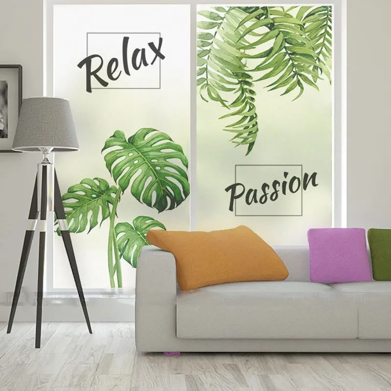 С листьями тропического леса на заказ размер окна стеклянная пленка наклейки без