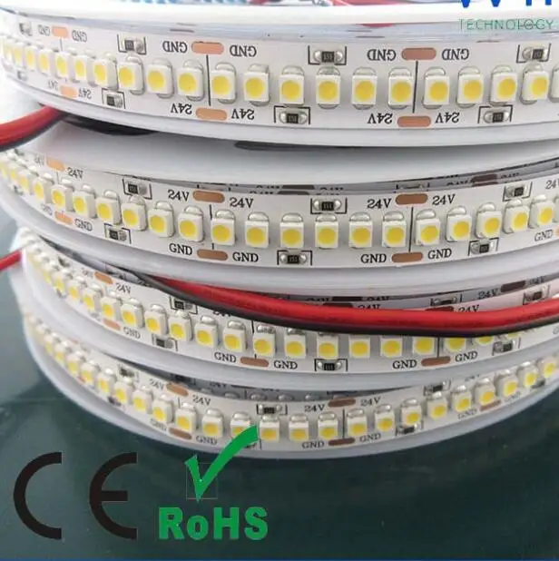 Гибкий Однорядный IP33 3528 SMD 24 В 5 м 240 светодиодов/м неводонепроницаемый ширина 10 мм
