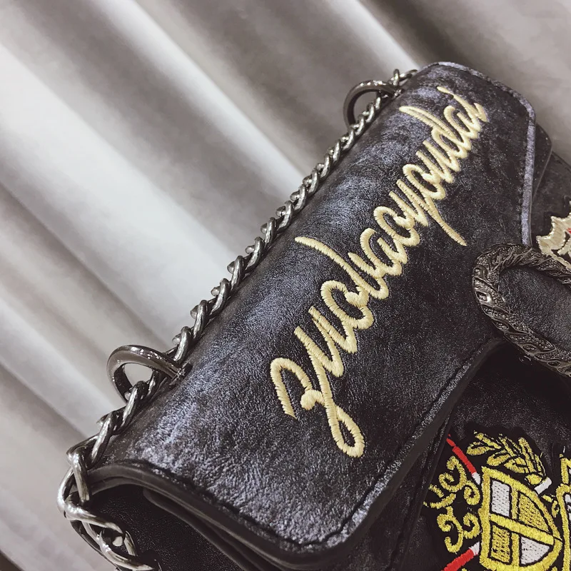 Вышитые г-жа Сумка через плечо Высокое качество PU кожа сумка ремешок-цепочка Для