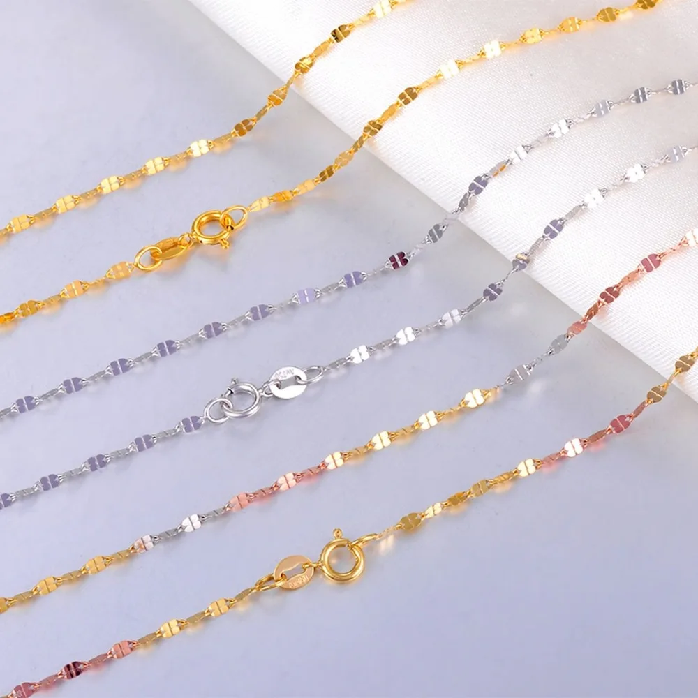 Изысканная цепочка из желтого золота Au750, Настоящее 18 K, женское ожерелье с клевером, 16 дюймов, 18 дюймов