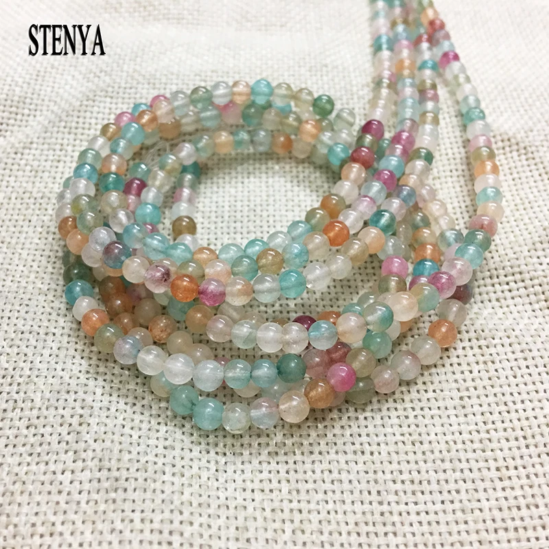 4mm natural Morgan stone jewelry findings spacer loose beads mix color tassles necklace earring men bracelet labradorite | Украшения и
