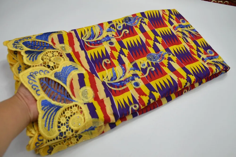 WL38 High Quality Multi Mix Color Beaded Yellow Royal Blue ghana ankara Nigeria African Guipure wax cord lace with Stone | Дом и сад