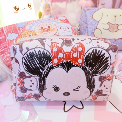 minnie 1 шт. сумочки из искусственной кожи с мультяшными персонажами ЦУМ Минни маленькие двойные звезды Cinnamoroll dog косметички коллекция кукол 16 см - Цвет: minnie