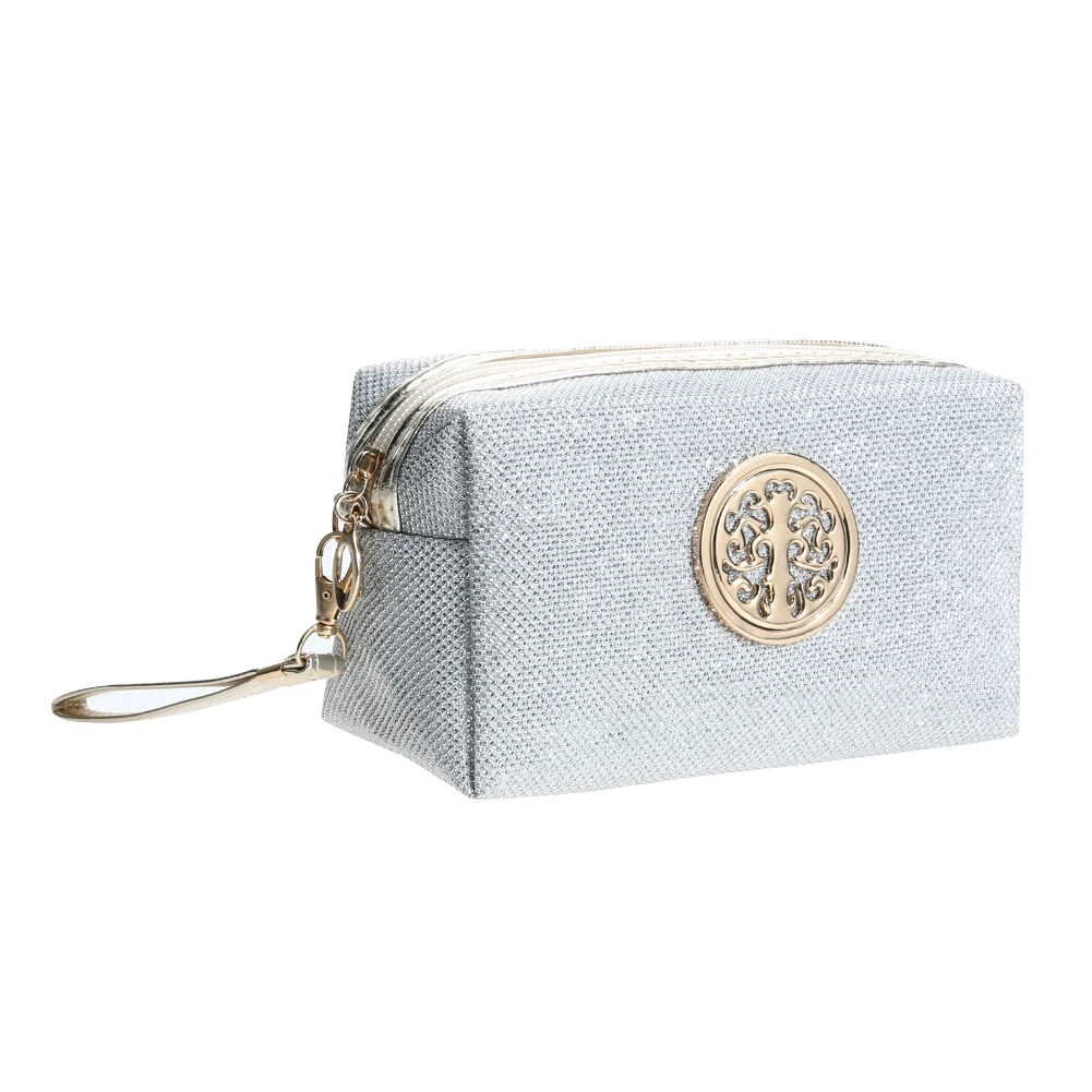 Женская мини сумка для макияжа сумки с принцами косметичка блестками Золотая