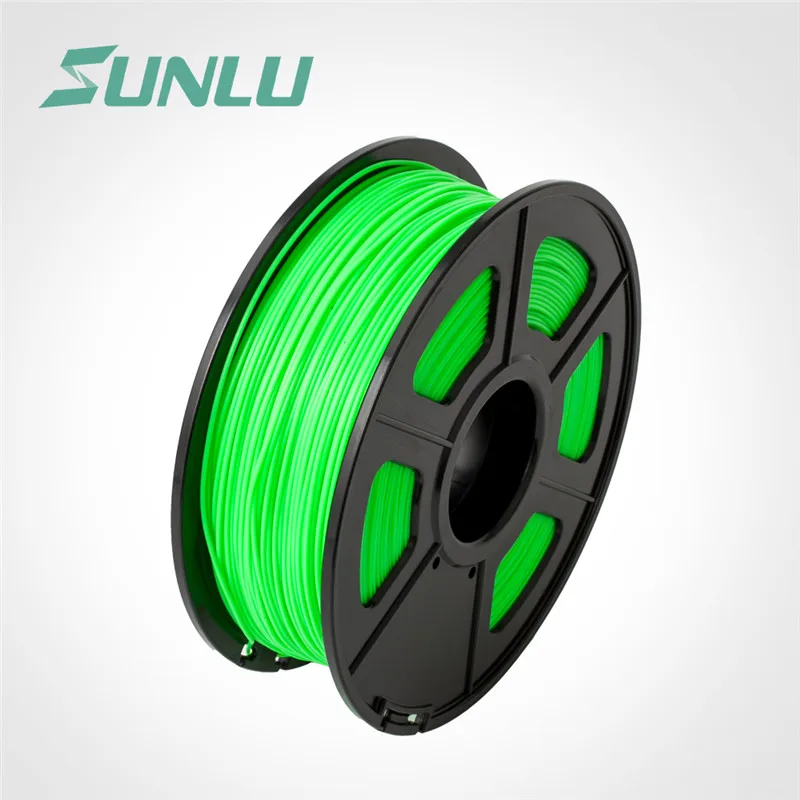 SUNLU ABS черная электрическая 3D прозрачная abs нить 1,75 мм 1 кг/рулон для 3d принтера с 1,75 мм abs для детей, игрушки для проектирования - Цвет: luminous green