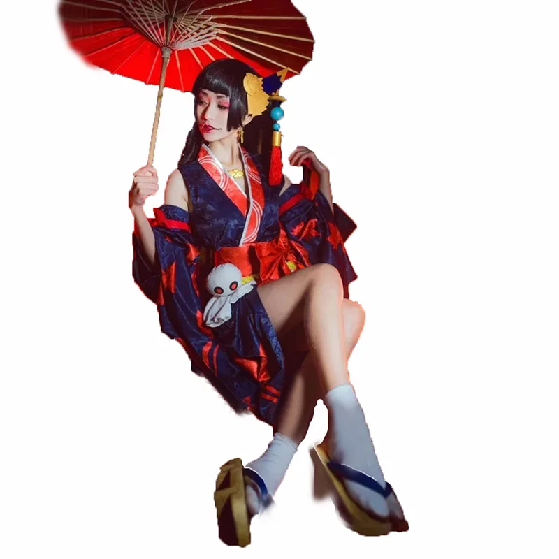 Kijo Momiji Косплей Onmyoji ЯПОНСКИЙ клен кимоно с листьями Косплей Костюм с аксессуарами для волос
