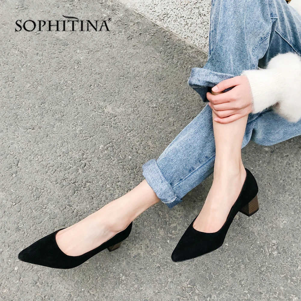 SOPHITINA/модные туфли лодочки с закрытым носком удобные пикантные на среднем
