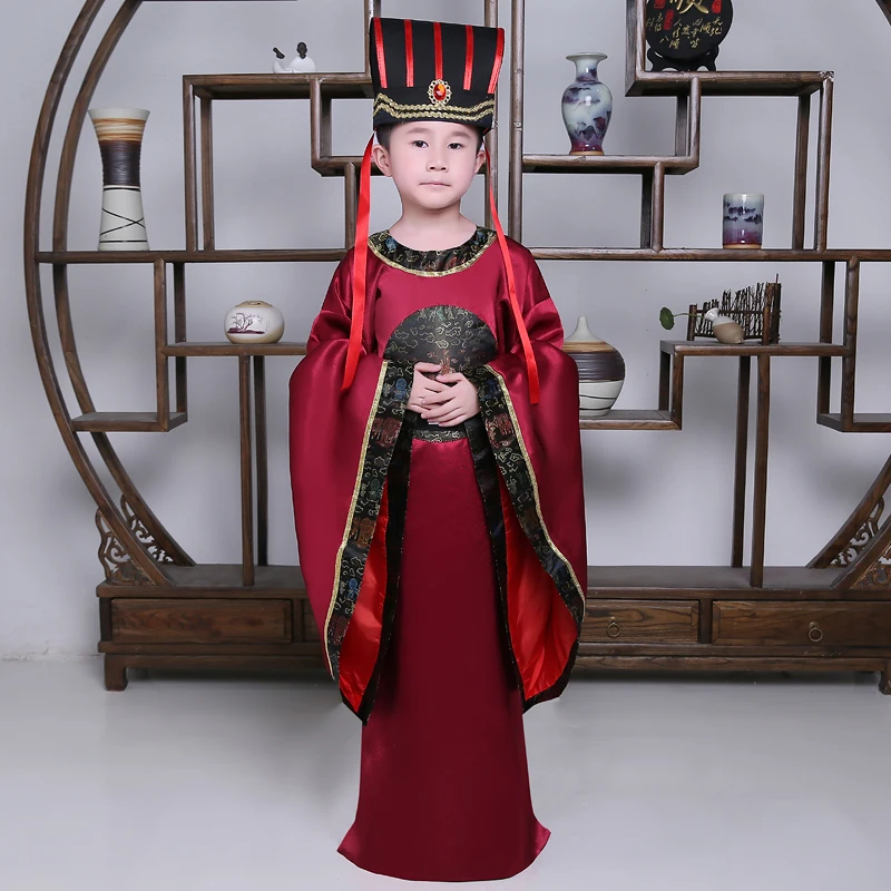

New Children's Chinese Folk Dance National Hanfu Red Ancient China Costume Tang Suit Stage Cosplay Costumes