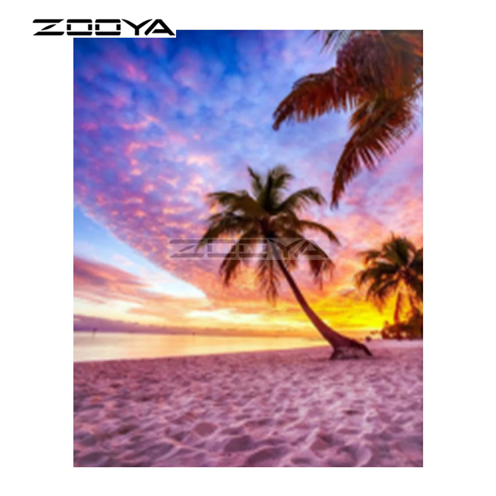 ZOOYA 5D сделай сам алмазная картина с морским кокосовым деревом пляжем Landsca Вышивка