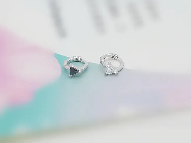 Серьги из серебра 925 пробы модные треугольные маленькие серьги с пряжкой для ушей