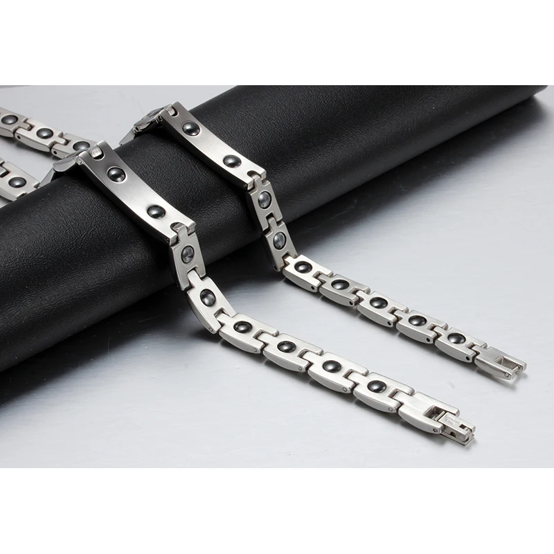Мужской браслет из нержавеющей стали с гравировкой на цепочке|magnetic bracelet|id