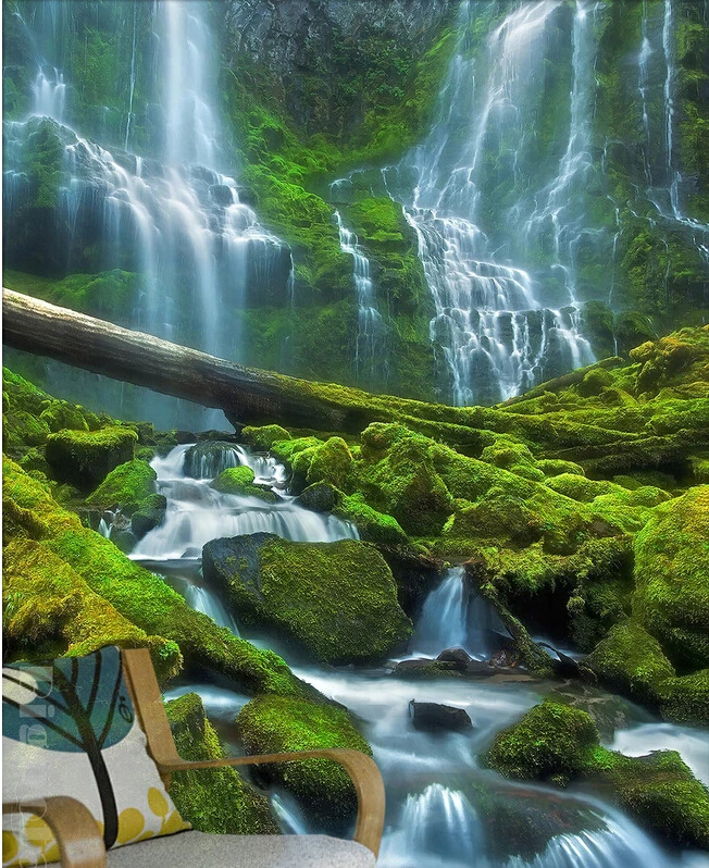 Большие настенные 3D обои на заказ красивая и свежая фотография пейзажа водопада