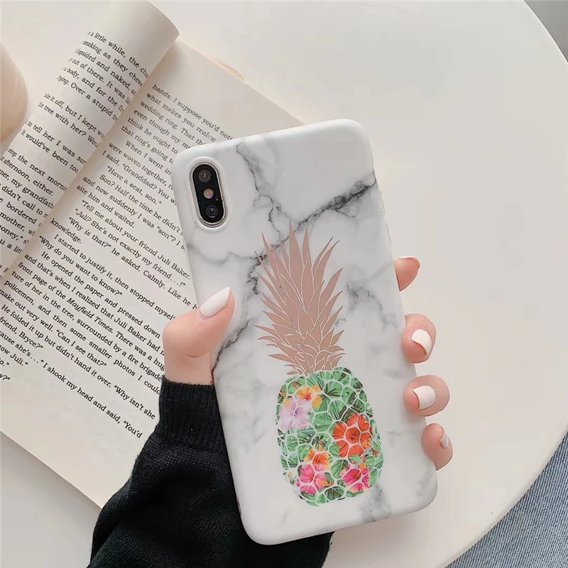 Lovebay Phone Case For iPhone 11 6 6s 7 8 Plus 11Pro X XR XS Max Cartoon Pineapple Marble Soft IMD Cover |