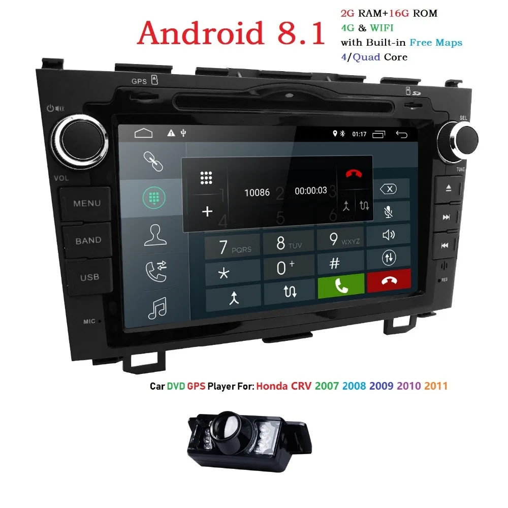 Hizpo четырехъядерный 2G + 16G 2DIN Android 8 1 автомобильный dvd плеер для HONDA CRV CR V gps навигация