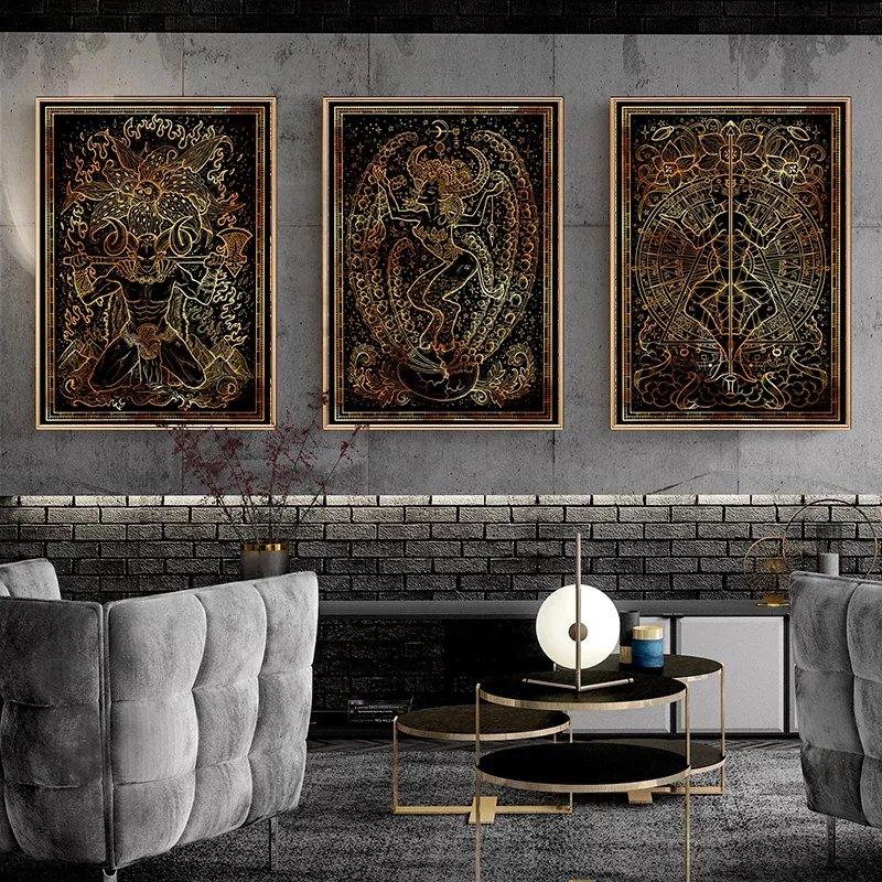 12 созвездий домашний декор Скандинавская Картина на холсте винтажный настенный