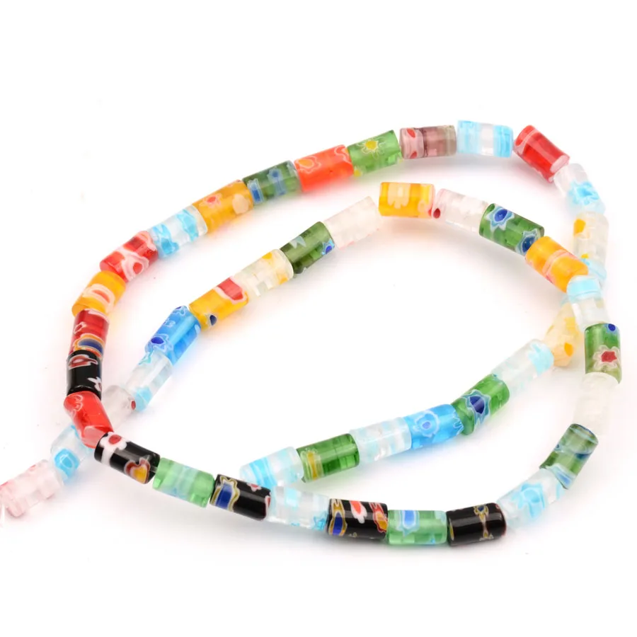 Flower Pattern Cylinder Glass Beads Lampwork Glazed Bead Loose Spacer DIY Bracelet Jewelry Making Needlework Craft | Украшения и