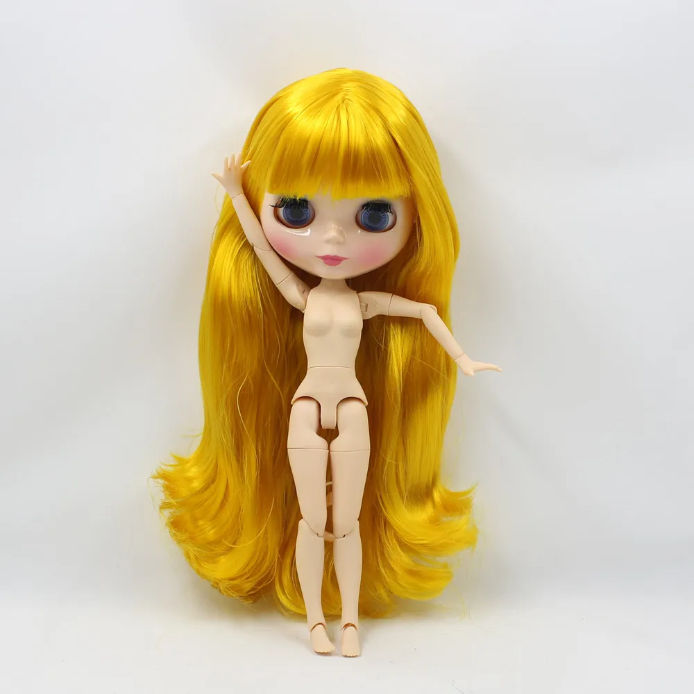 Ледяная кукла DBS Blyth 1/6 bjd Длинная желтая для волос манго с блестящим лицом 30 см