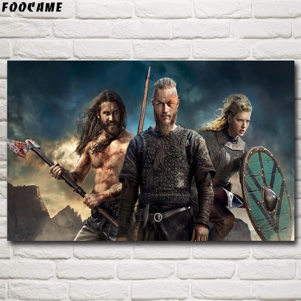 Foocome Vikings Longships ТВ сериал постеры и принты украшение из шелка роспись стены