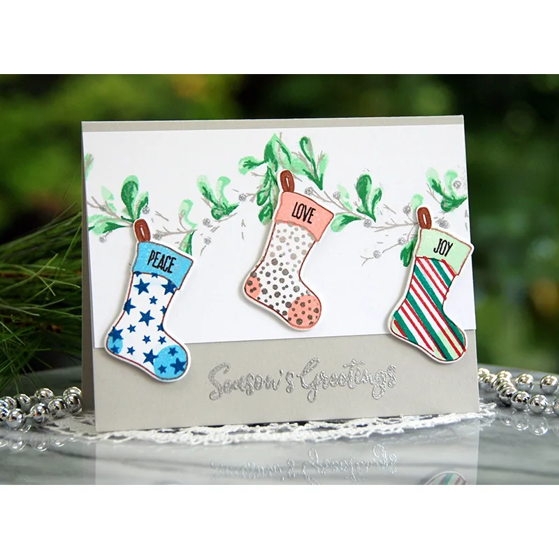 Новые зимние рождественские чулки набор прозрачных штампов уплотнение для DIY