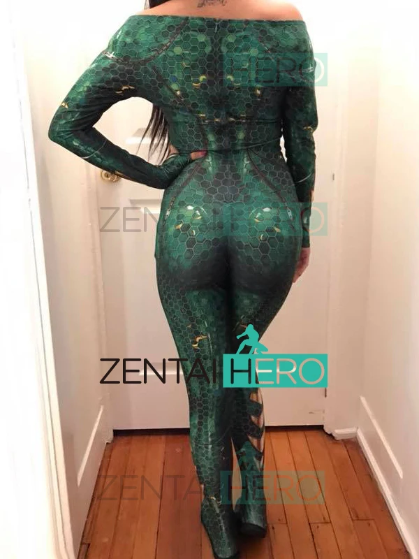 Костюм Marvel Queen Mera с 3D принтом версия фильма костюм Лиги справедливости облегающий