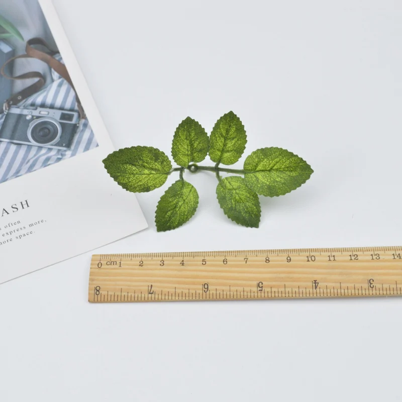 

10pcs Artificial plants decorative flowers wreaths home decoration accessories diy gifts box cheap silk green leaf fake Leaves