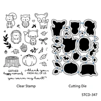 azsg c cartoon animals hedgehogfoxowl cutting dies clear stamps for diy scrapbookingalbum decorative silicone stamp crafts