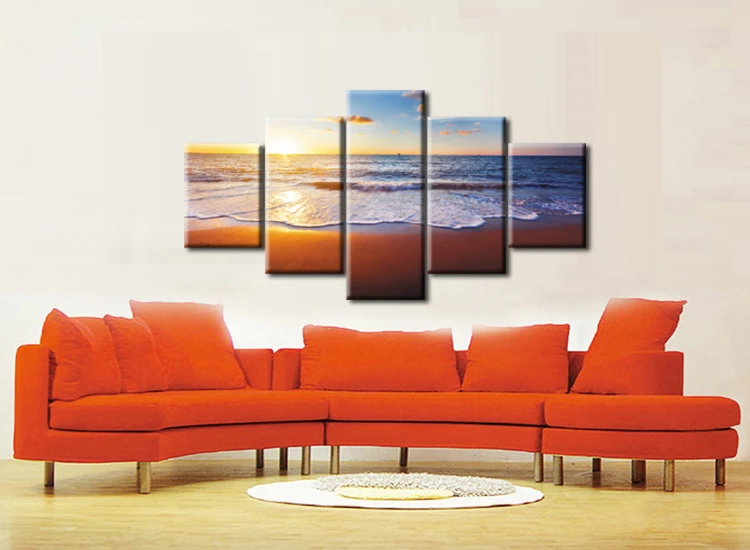 5 шт. все искусство закат пляж холст принты морская волна морской пейзаж