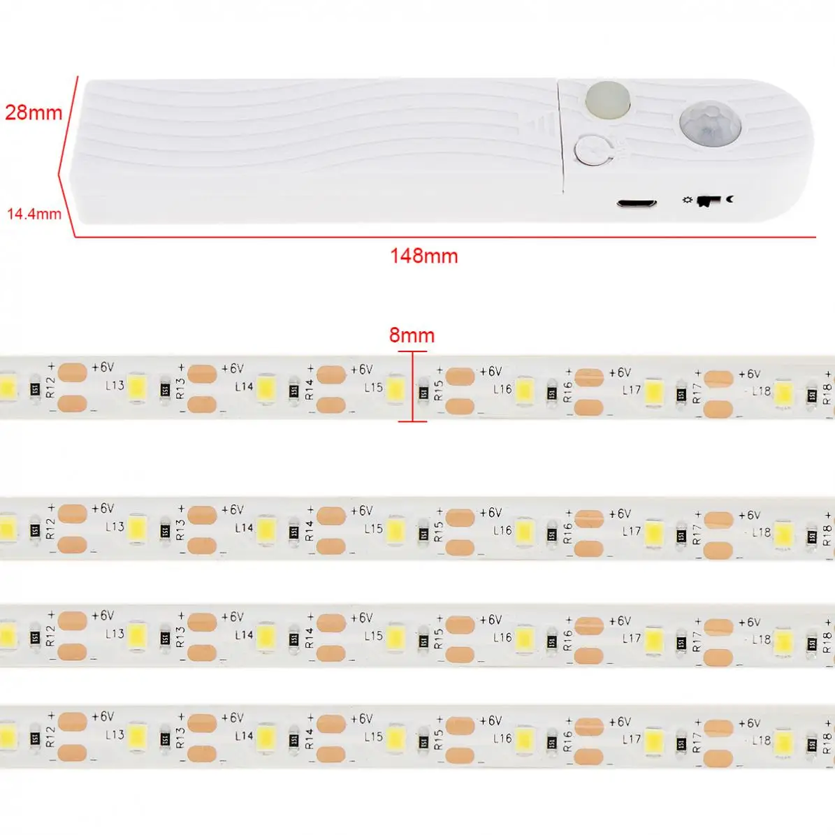 3M 2W 5V 120 LM LED Strip Light Human Infrared Induction Lamp with Waterproof Dripping Glue for Wardrobe/Drawer/Showcase/Cabinet | Лампы и