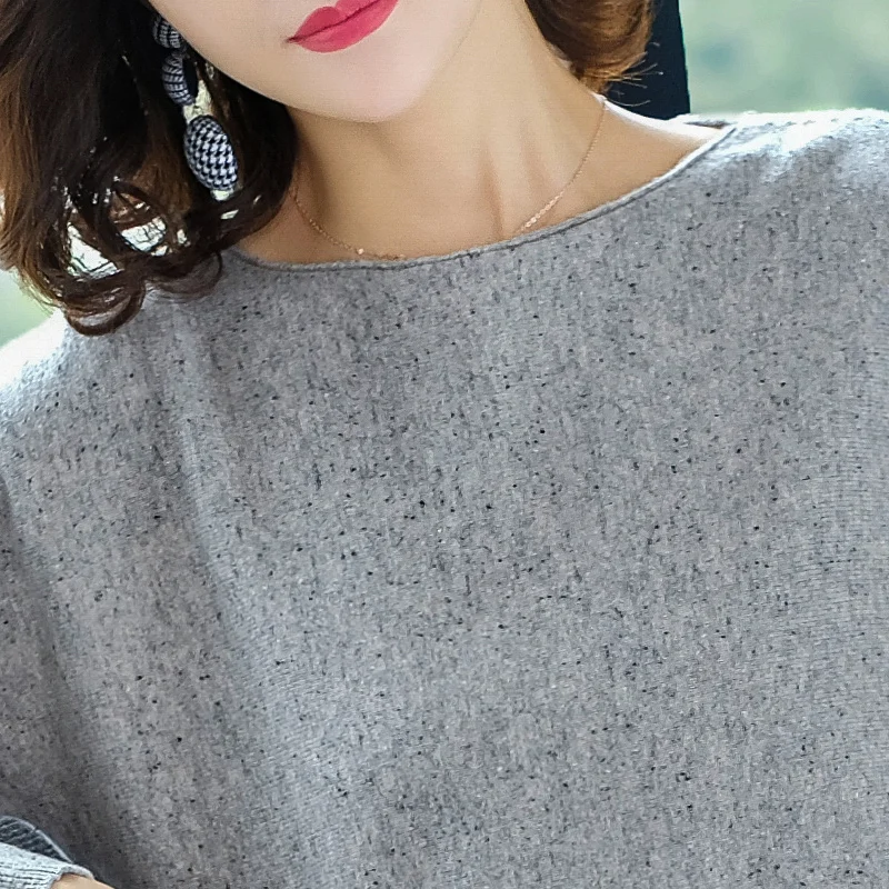 JANELUXURY Brand Women's Solid Color Knit Sets 2019 Autumn Winter New Bat-sleeve Sweater + Long Pants 100%Wool Loose Two Suits |