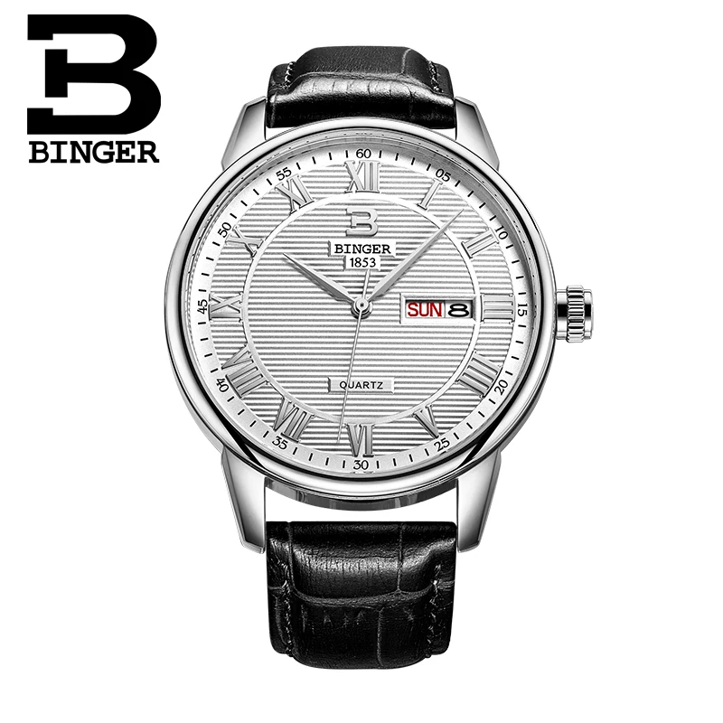 Men Silver White Классические Полосатые часы пары Кварцевые часы Неделя Календарь Римский номер винтажные наручные часы из натуральной кожи ремешок Montre Homme femme - Цвет: Men Silver White