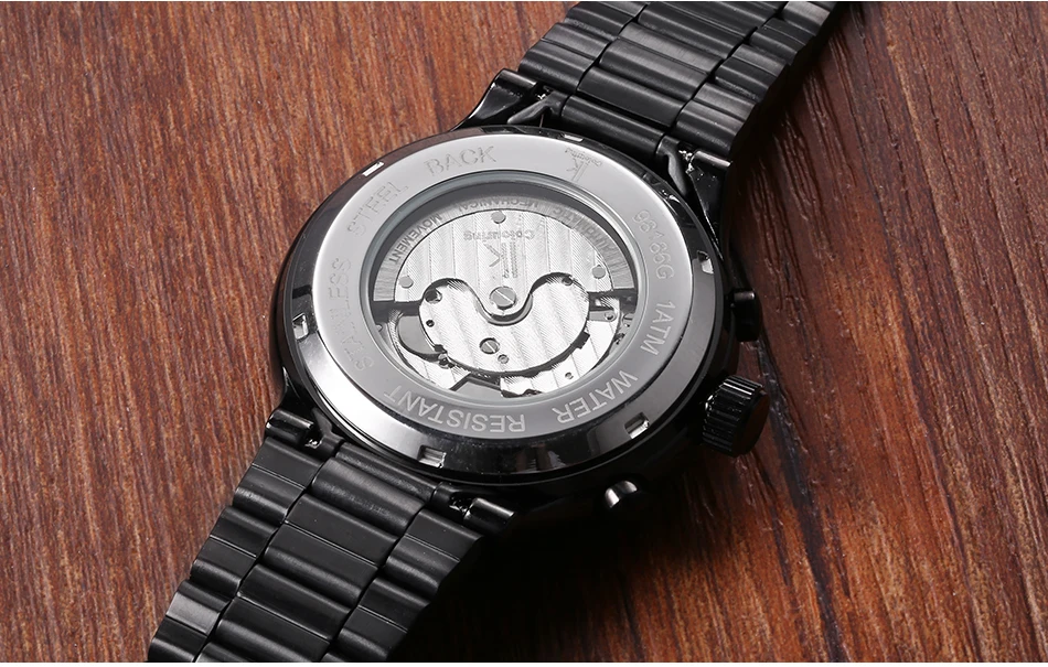 Известный бренд IK роскошные модные винтажные часы из нержавеющей стали с черным