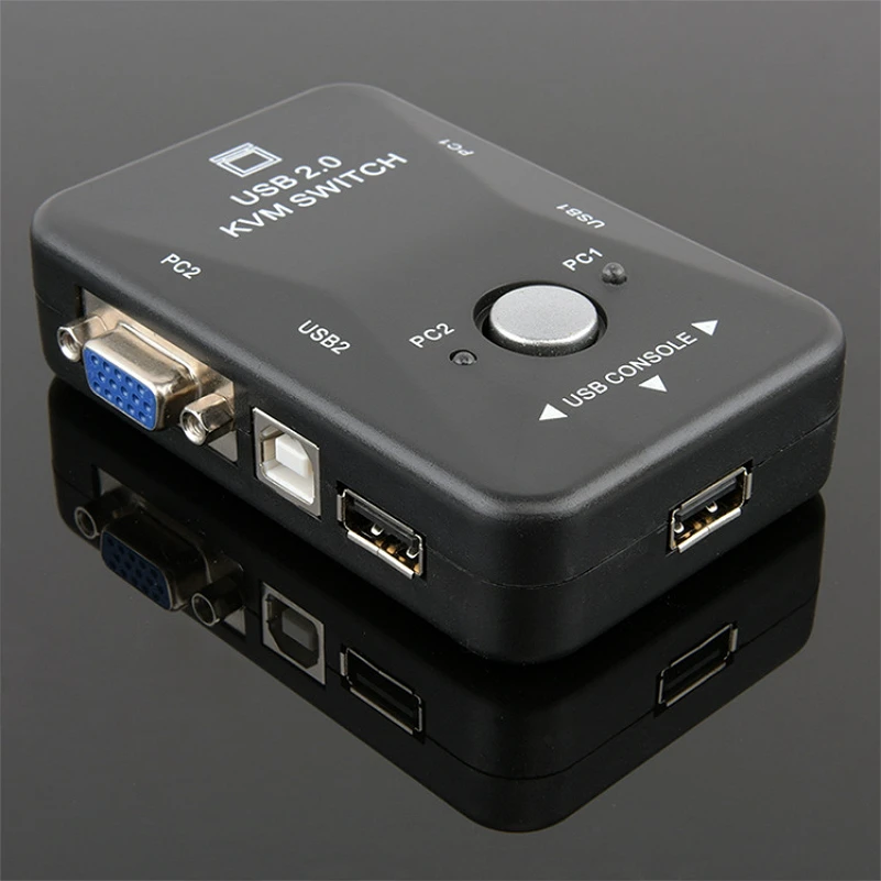 2 порта USB 0 KVM переключатель VGA ручной 2в1 2in 1 видео вход и выход для мыши клавиатуры