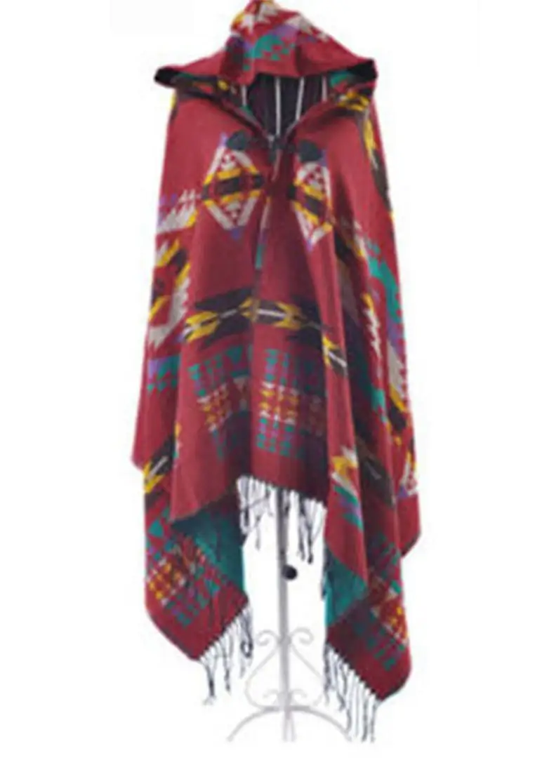 2015 New Top Fashion Adult Wool Women Fantasia Feminina Bandana Bohemian Collar Plaid Cape Cloak Jacket Coat Shawl | Аксессуары для
