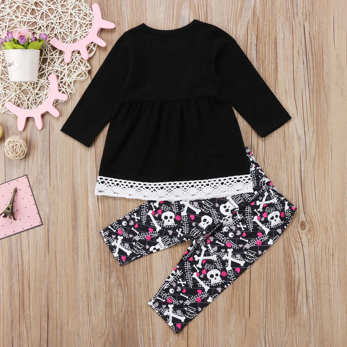 2 шт. детское платье с длинным рукавом и пиратским черепом|Комплекты одежды для