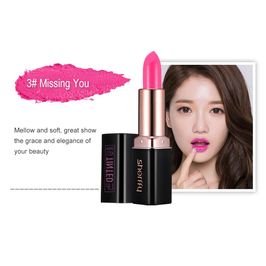 03 Missing You Стойкая губная помада Sherffy, набор, цветной бальзам для губ Virgin Kiss, тонированный бальзам для губ, ретро макияж, Золотая Роза, губная помада, макияж, Быстросохнущий металлик - Цвет: 03 Missing You