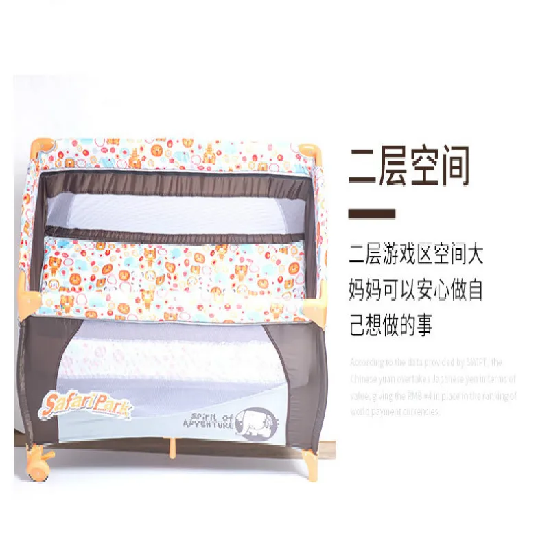 Кроватки Многофункциональный складной с роликом москитная сетка двухъярусная