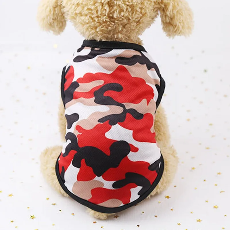 Сетчатая летняя одежда для собак маленьких камуфляжная домашних животных жилет