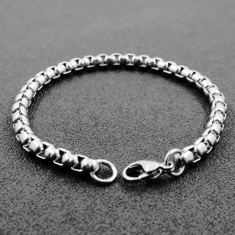 Браслет цепочка мужской круглый из нержавеющей стали 316L 3/4/5/22 см|chain bracelet|silver