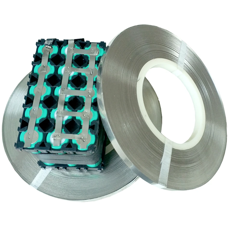 

1kg/roll Thickness 0.1mm 0.2mm 0.15mm 0.12mm Width 2-50mm Nickel Plated Steel Strap Strip Sheets 18650 battery spot welding