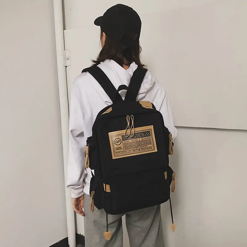 Повседневный холщовый рюкзак унисекс школьный ранец большой вместимости в стиле