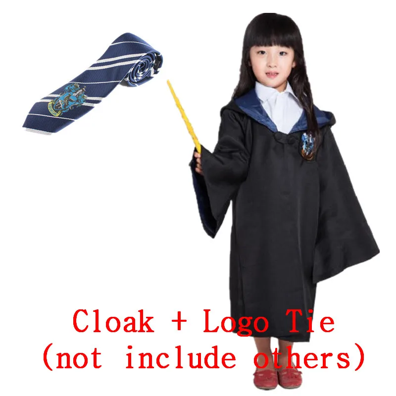 Kids Ravenclaw Халаты Галстуки шарфы шапка Гриффиндор Ravenclaw Слизерин Хаффлпафф костюмы для косплея плащи шарфы для взрослых детская одежда - Цвет: Kids Ravenclaw